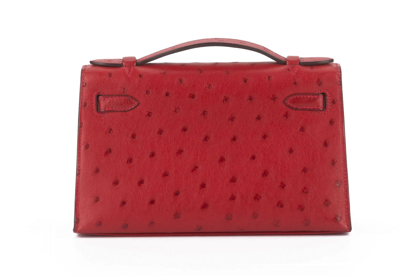Hermes Ostrich Kelly Pochette Rouge