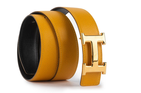 Hermes Reversible H Yellow Leather Belt
