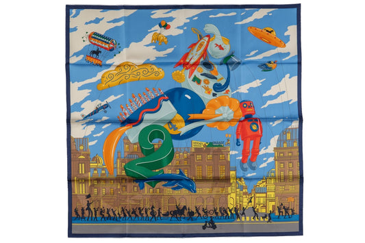 Hermes  Blue "Parade" Silk Scarf NIB