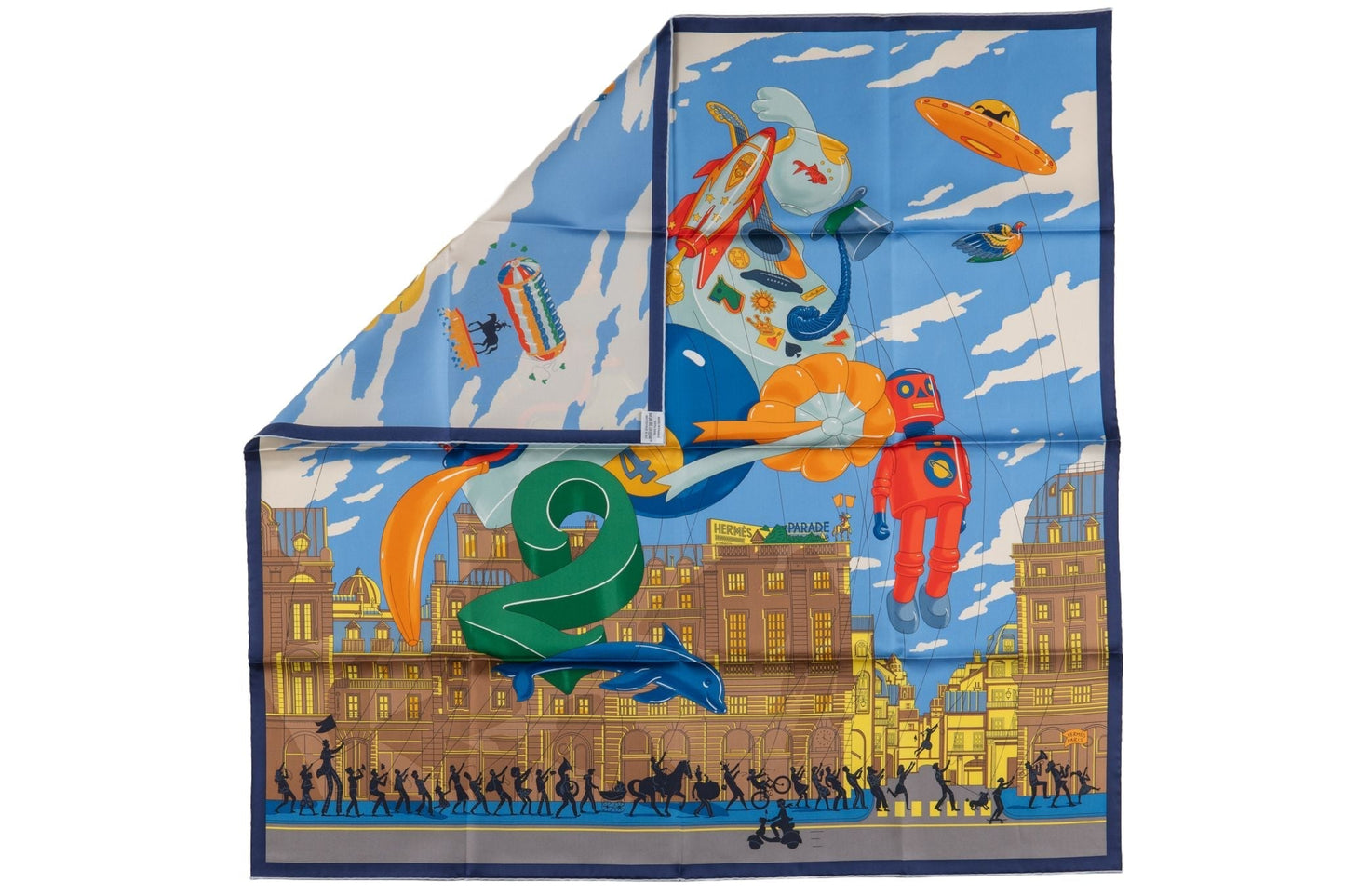 Hermes  Blue "Parade" Silk Scarf NIB