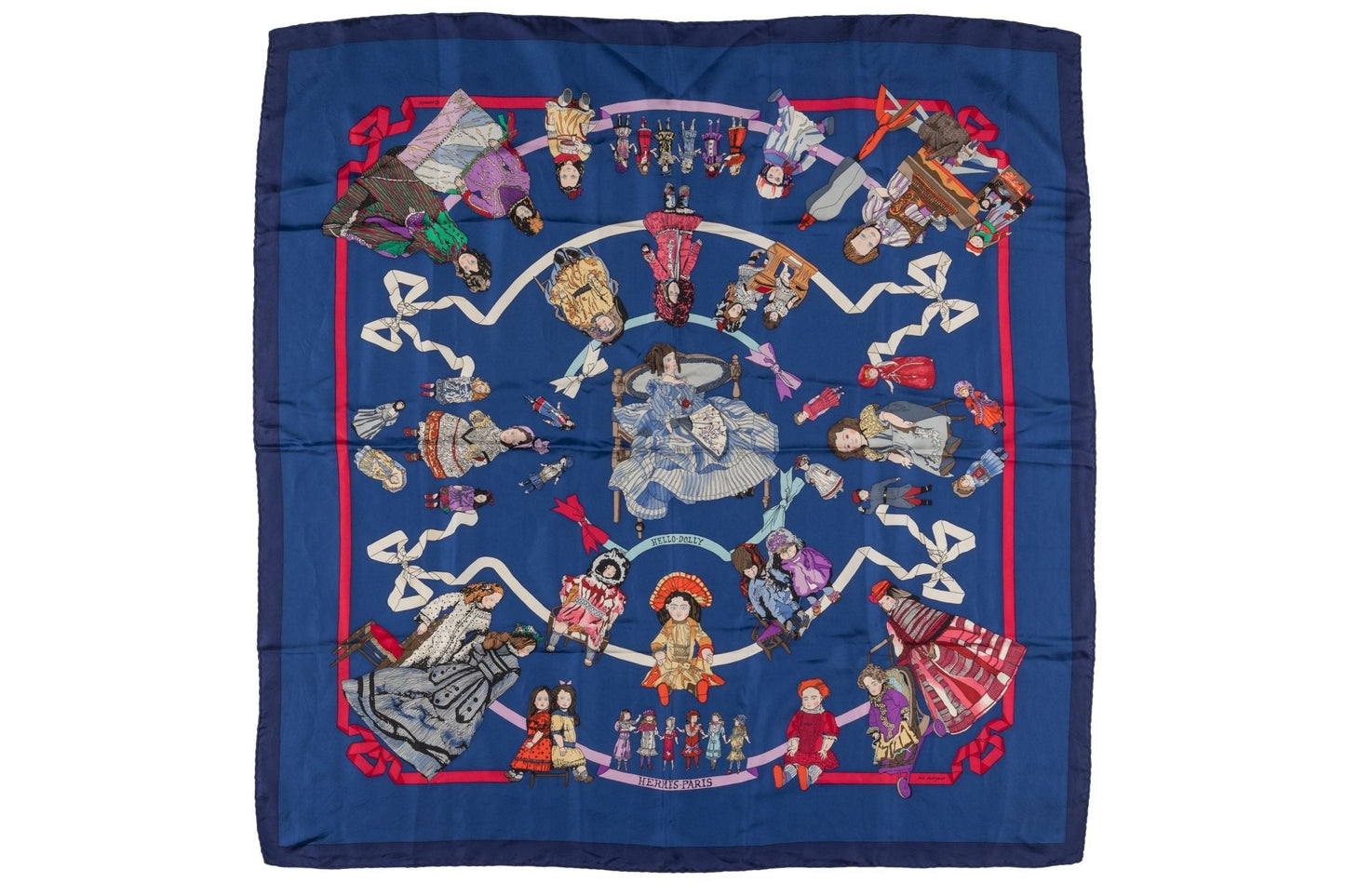 Hermes "Hello Dolly" Blue Silk Scarf