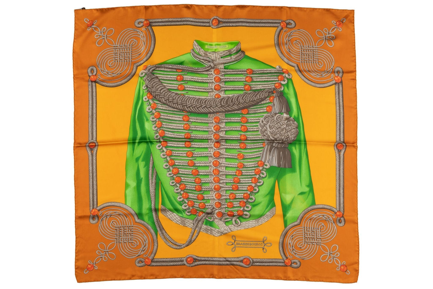 Hermes Rust "Brandebourgs" Silk Scarf