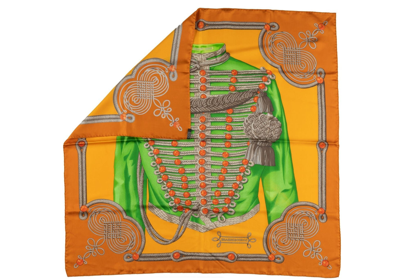Hermes Rust "Brandebourgs" Silk Scarf