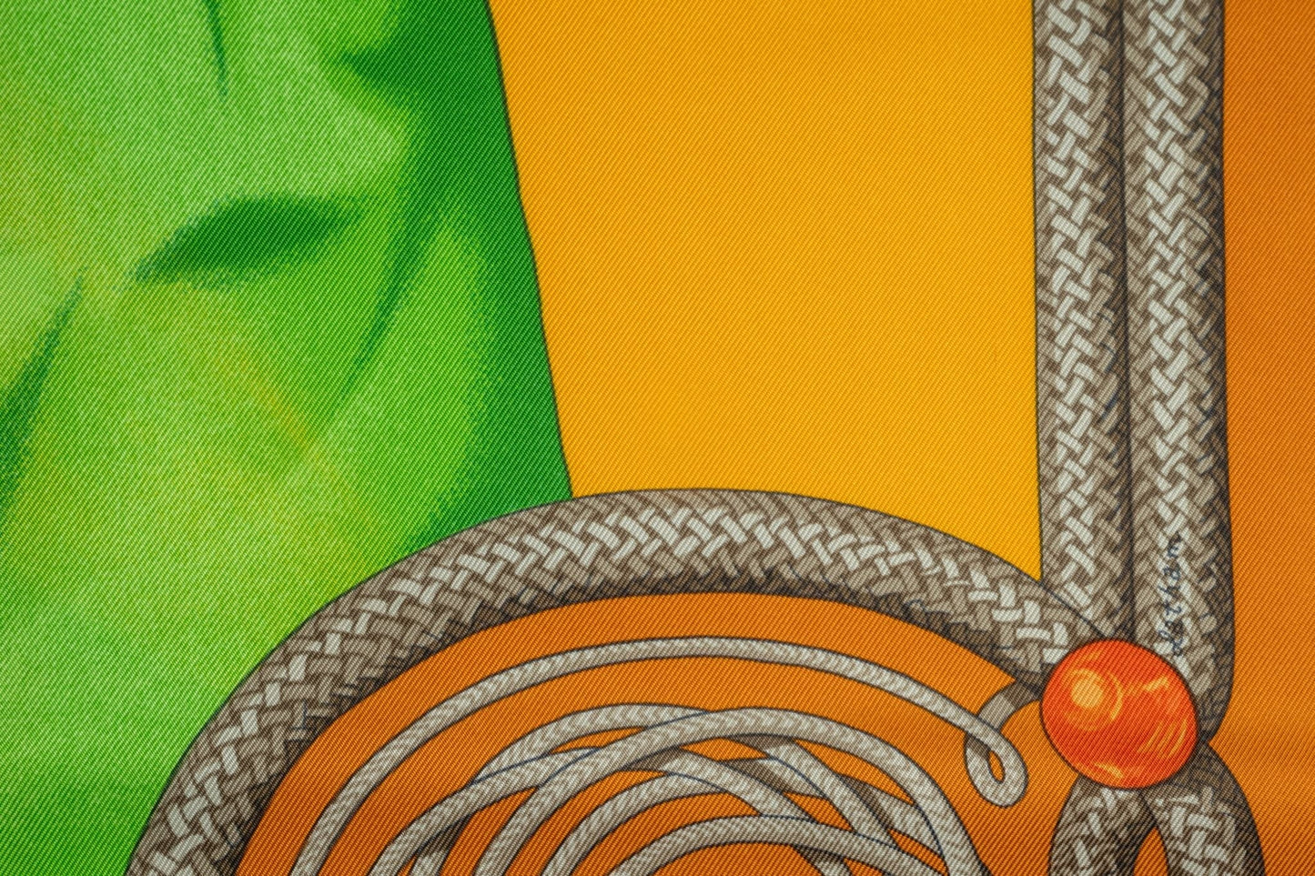 Hermes Rust "Brandebourgs" Silk Scarf