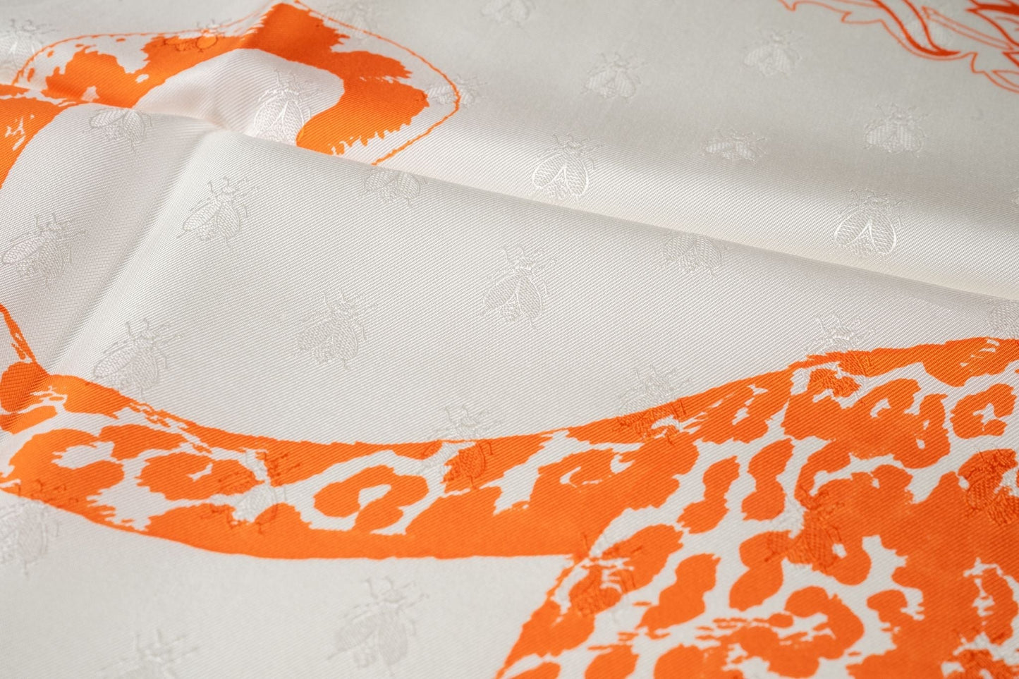 Hermes "Jungle Love" Silk Scarf White