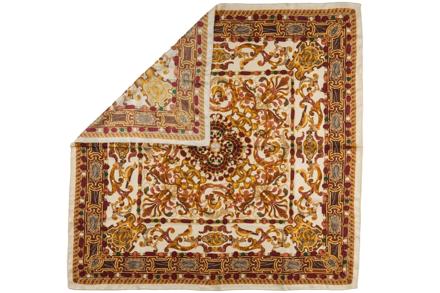 Chanel   Cream "Bijoux" Silk Scarf
