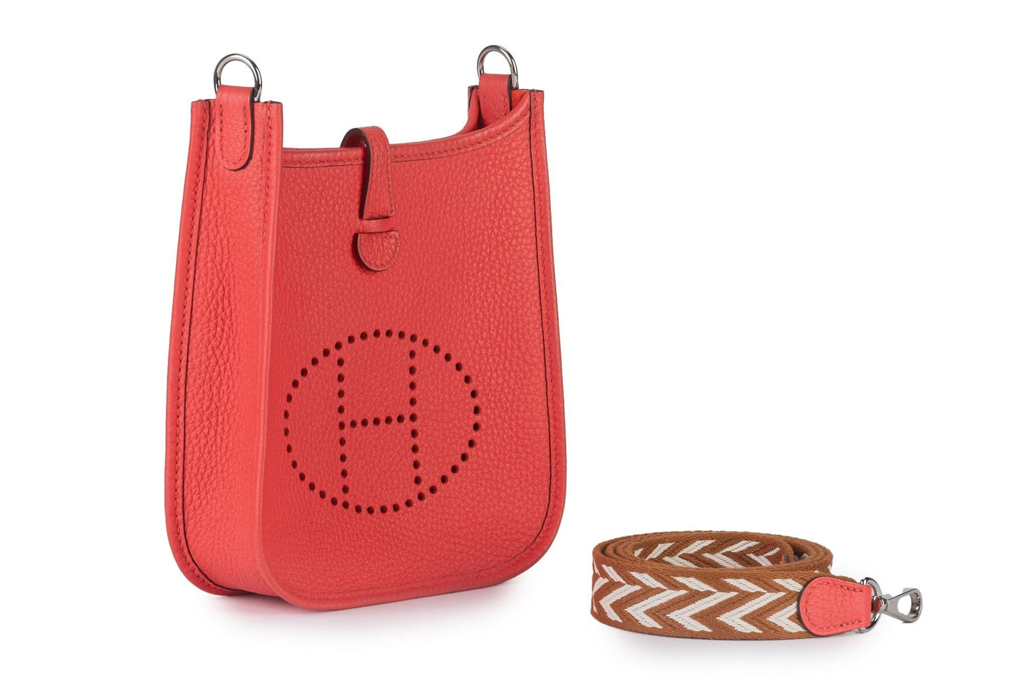 Hermes New Rouge Pivoine Mini Evelyne