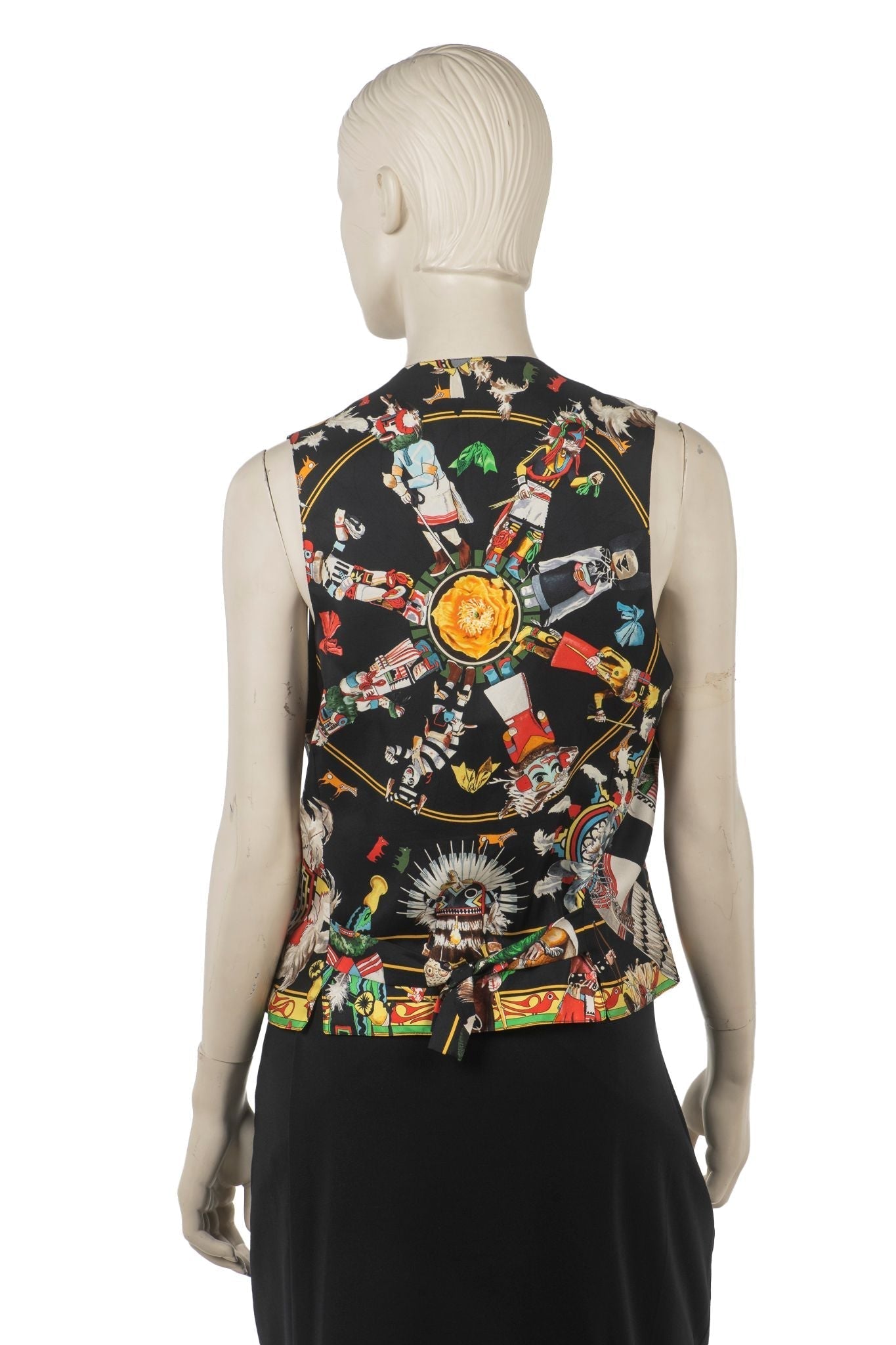 Hermes Black Kachinas Printed Silk Vest