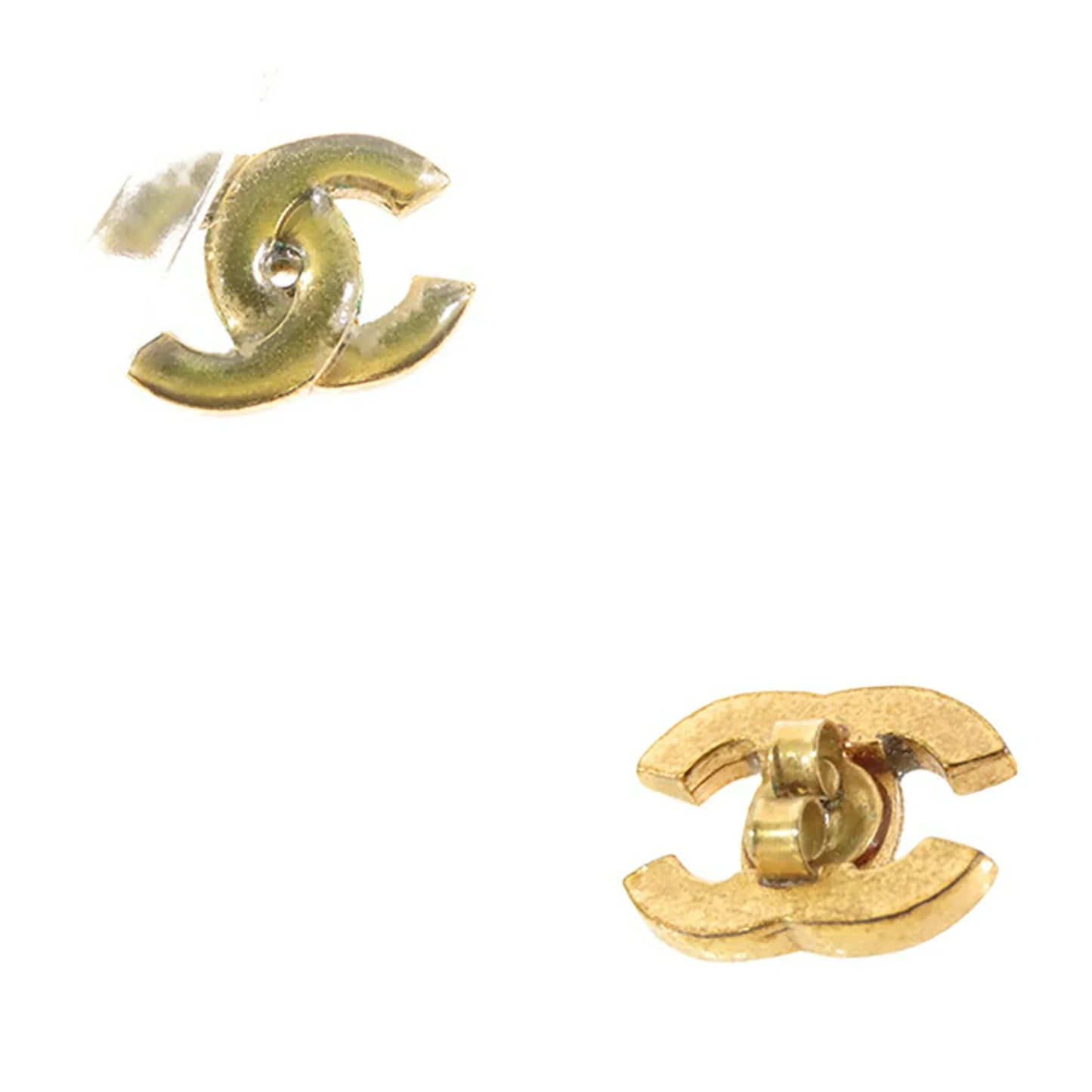 Orange Chanel Gold Plated Resin CC Flower Push Back Earrings
