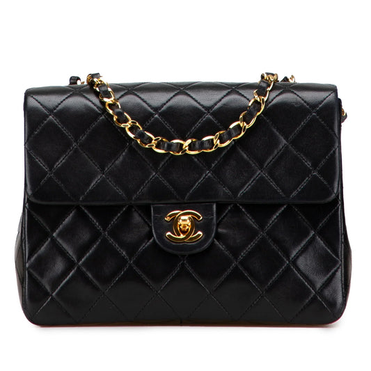 Black Chanel Small Square Quilted Lambskin Flap Crossbody Bag