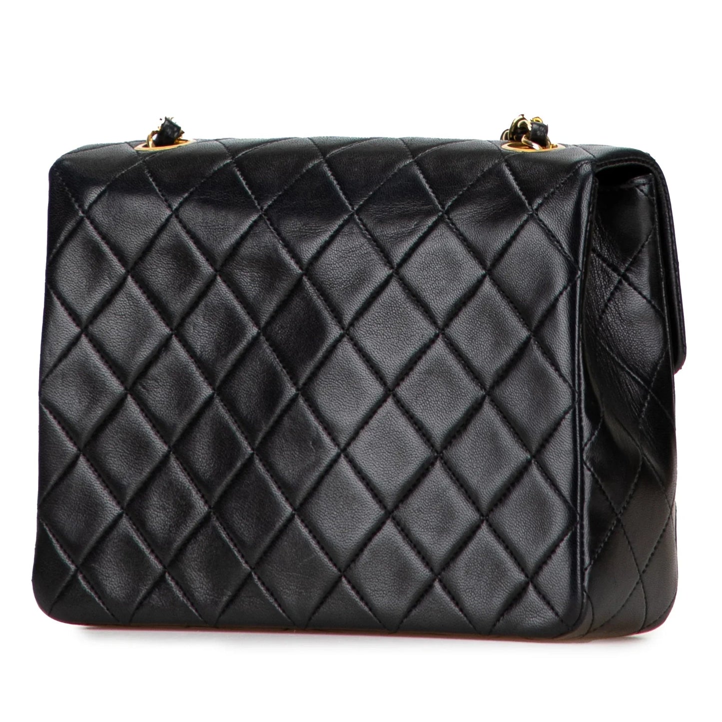 Black Chanel Small Square Quilted Lambskin Flap Crossbody Bag