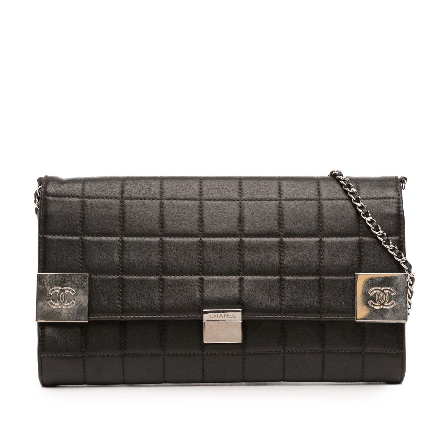 Black Chanel Quilted Lambskin Chocolate Bar Shoulder Bag