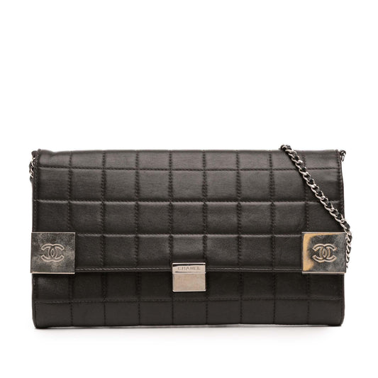 Black Chanel Quilted Lambskin Chocolate Bar Shoulder Bag