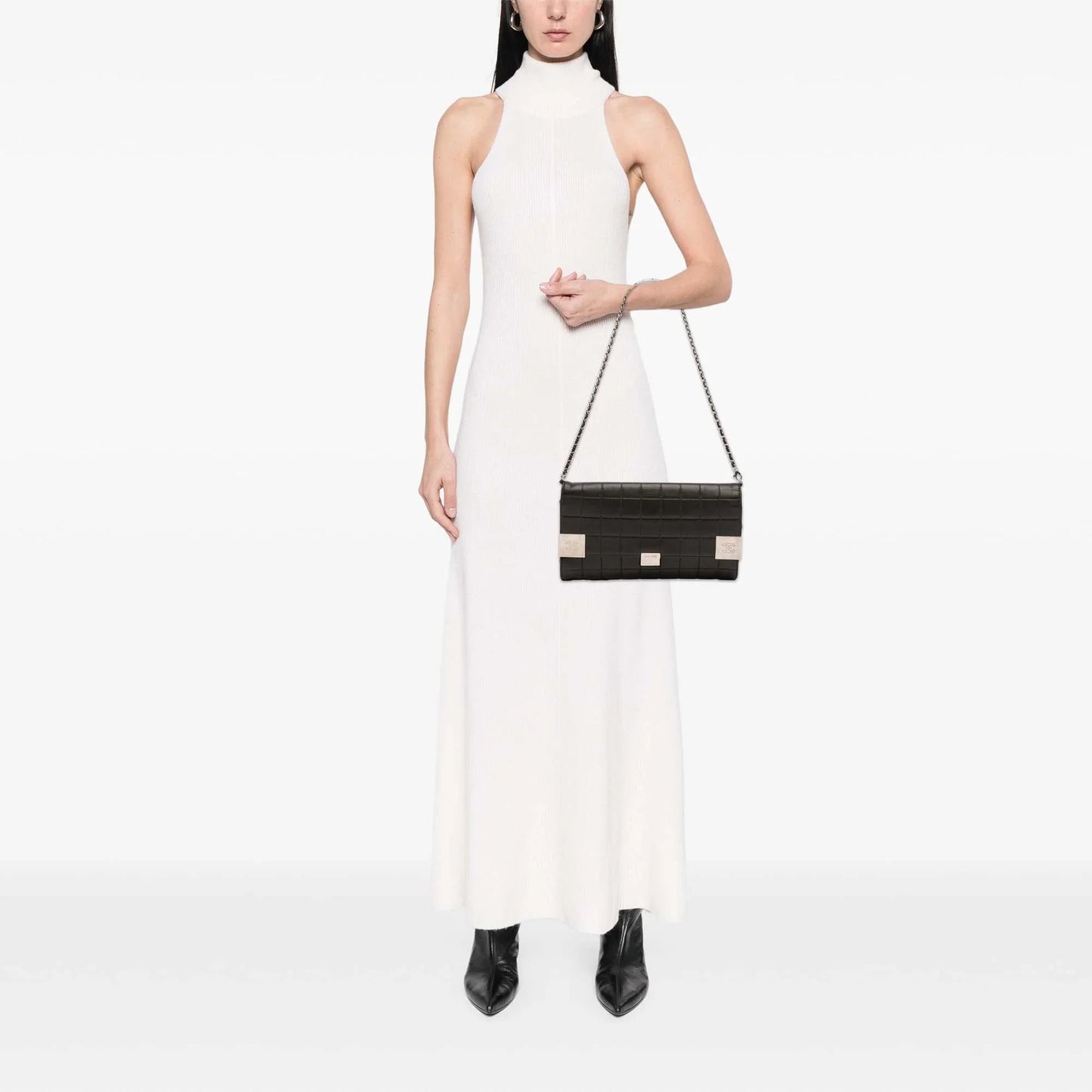 Black Chanel Quilted Lambskin Chocolate Bar Shoulder Bag
