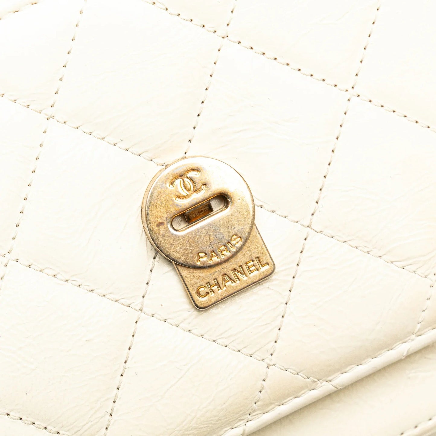 White Chanel Crumpled Calfskin En Vogue Rope Flap Satchel