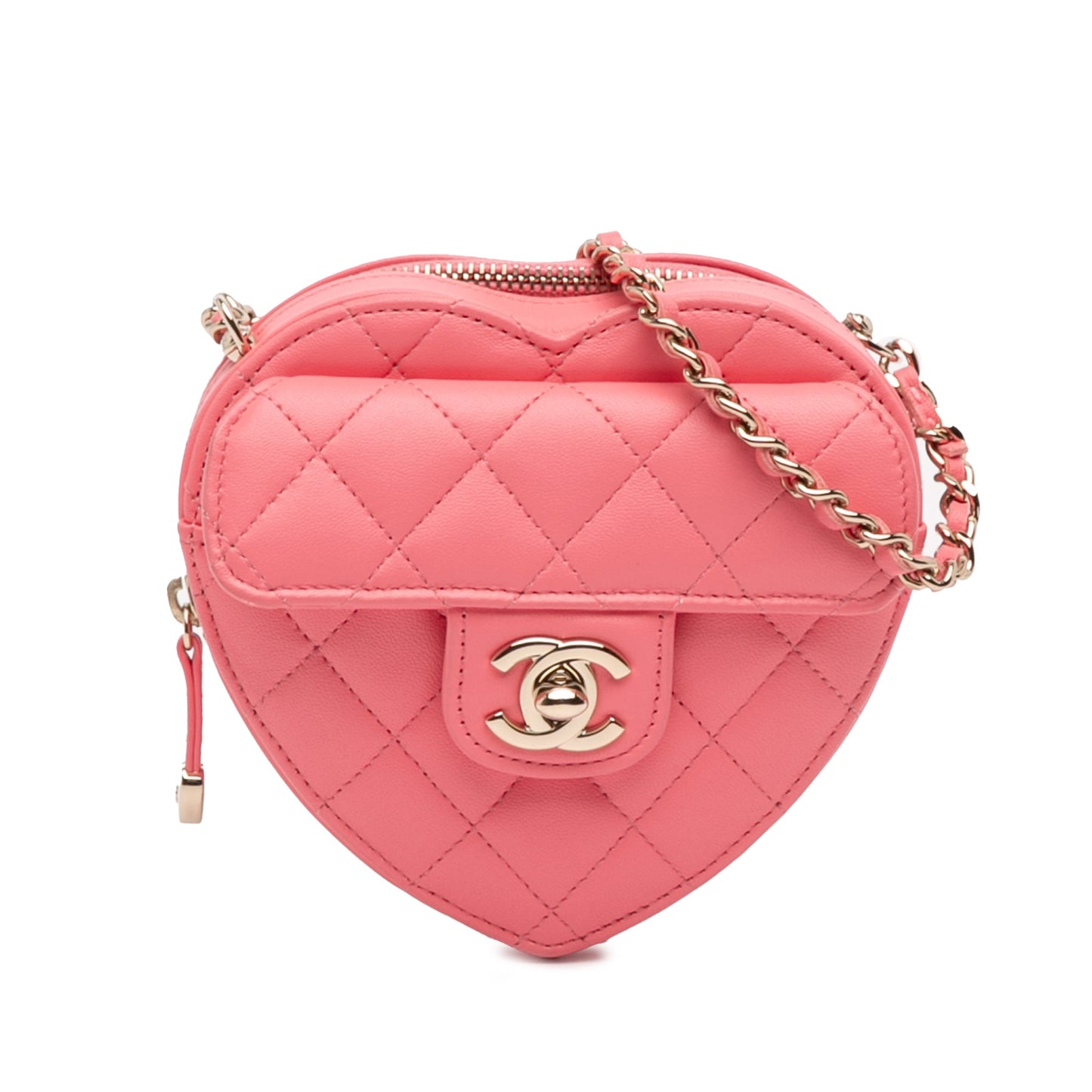 Pink Chanel Mini Lambskin CC in Love Heart Crossbody