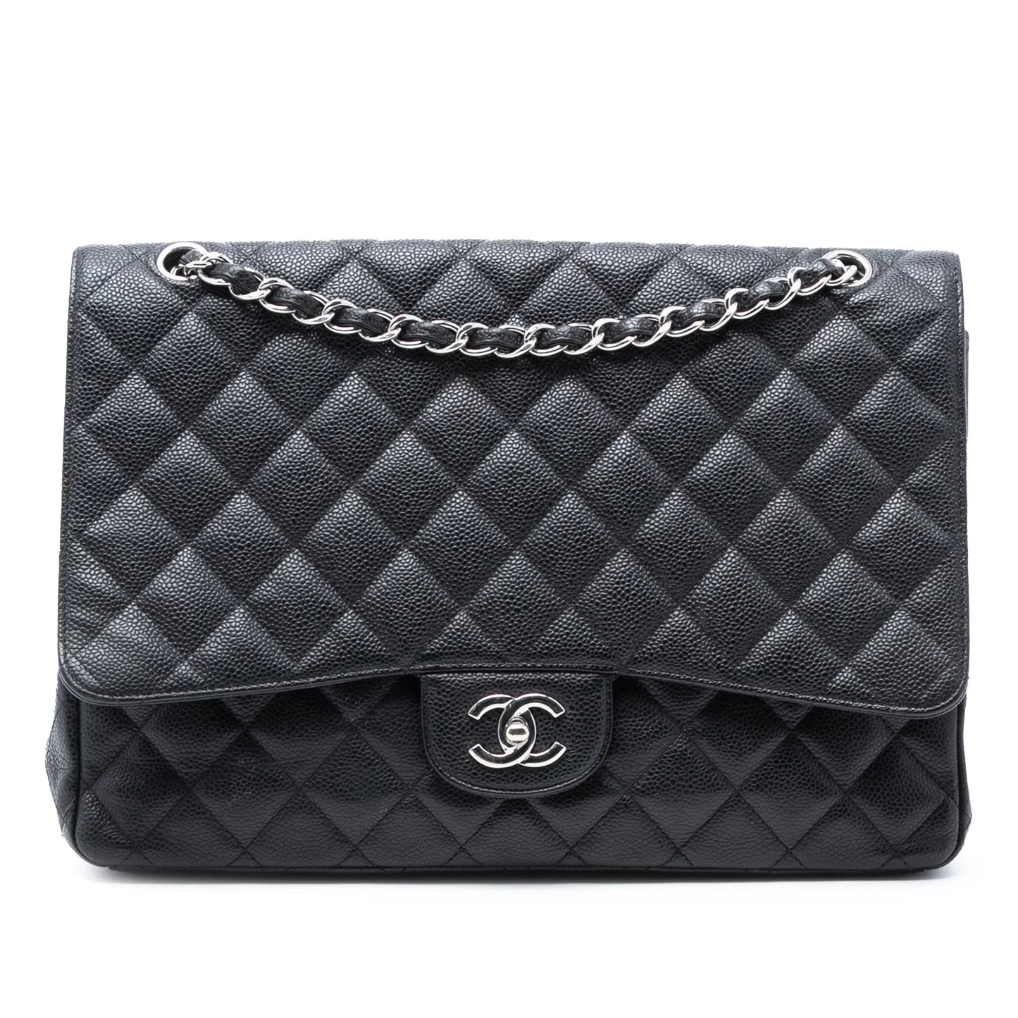 Black Chanel Maxi Classic Caviar Single Flap Shoulder Bag