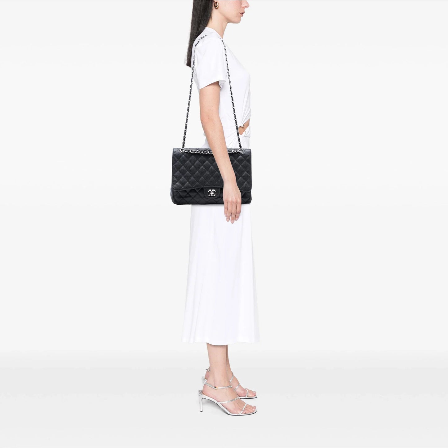 Black Chanel Maxi Classic Caviar Single Flap Shoulder Bag
