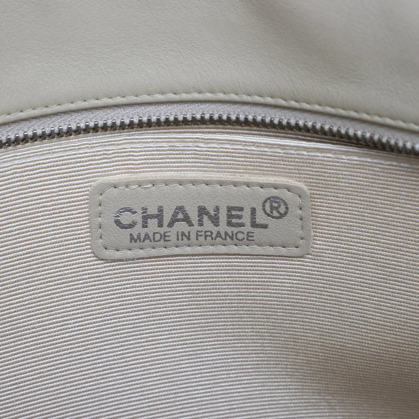 Beige Chanel Lambskin Embossed CC Camellia Tote