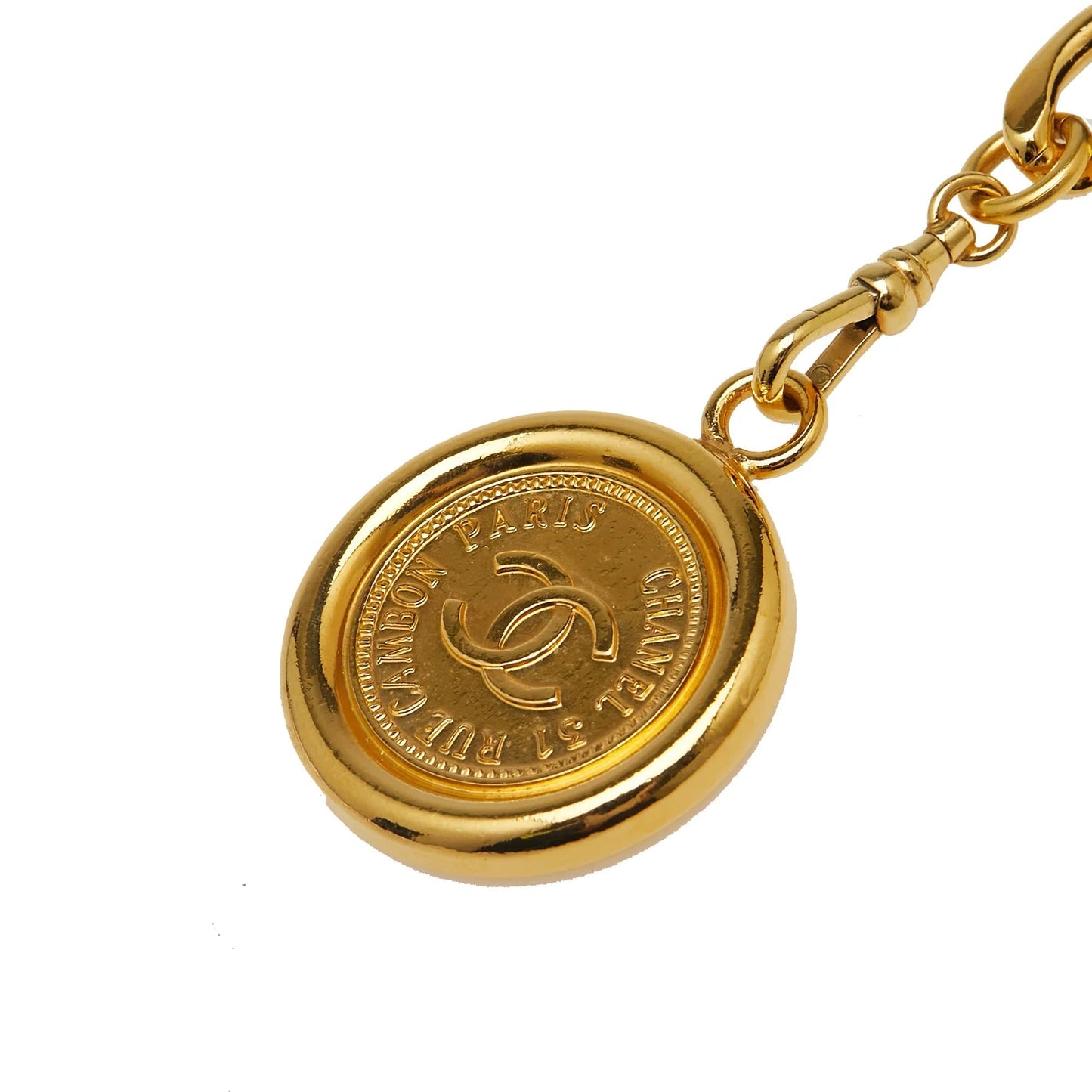 Gold Chanel Gold Plated Medallion Leather Woven Chain Belt