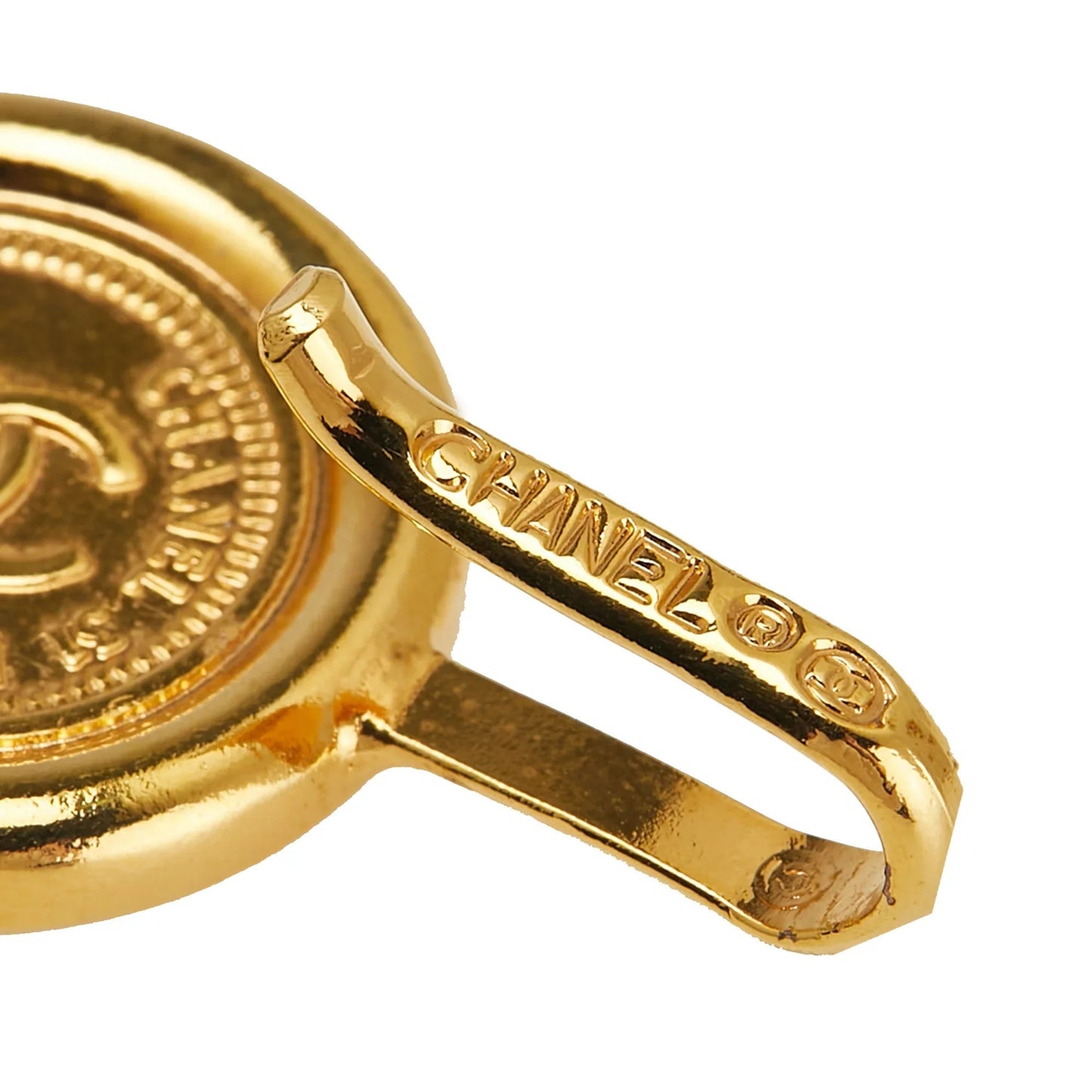 Gold Chanel Gold Plated Medallion Leather Woven Chain Belt