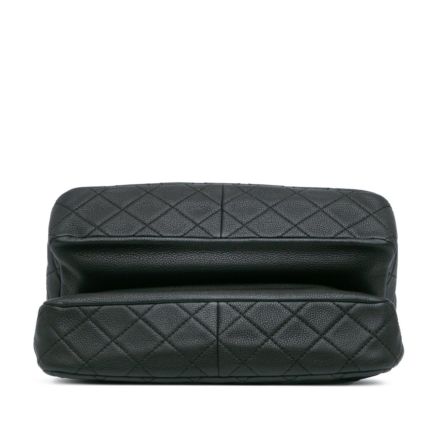 Black Chanel Jumbo Quilted Caviar Double Compartment Chain Flap Shoulder Bag