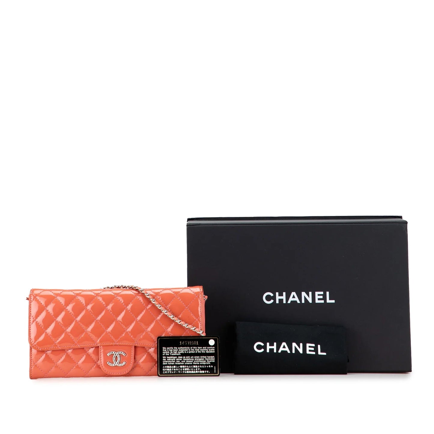 Red Chanel Quilted Patent Brilliant East West Wallet On Chain Shoulder Bag