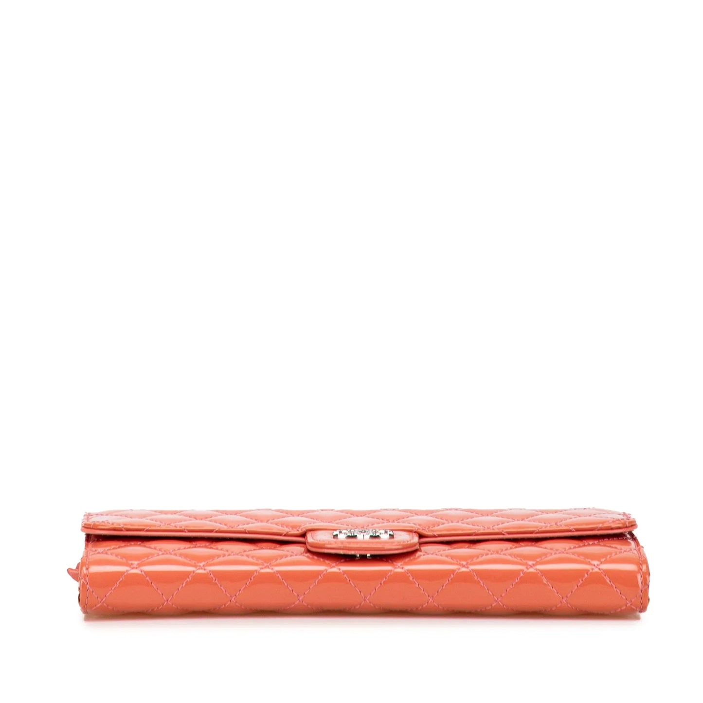 Red Chanel Quilted Patent Brilliant East West Wallet On Chain Shoulder Bag
