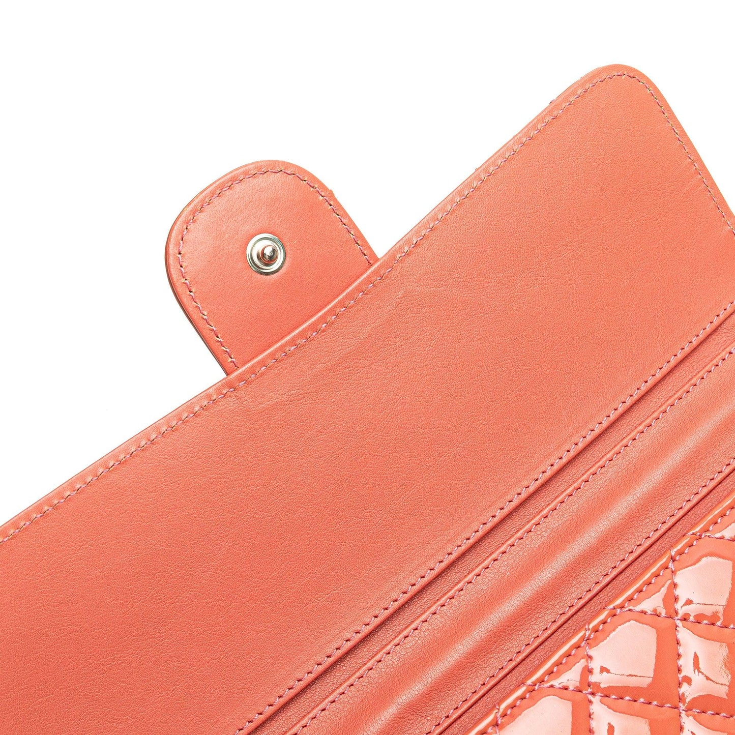 Red Chanel Quilted Patent Brilliant East West Wallet On Chain Shoulder Bag