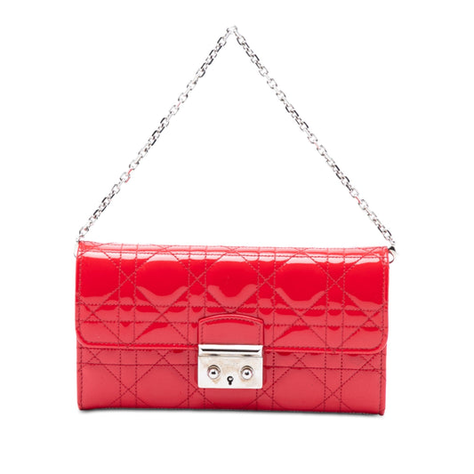 Red Dior Patent Cannage Miss Dior Wallet on Chain Handbag