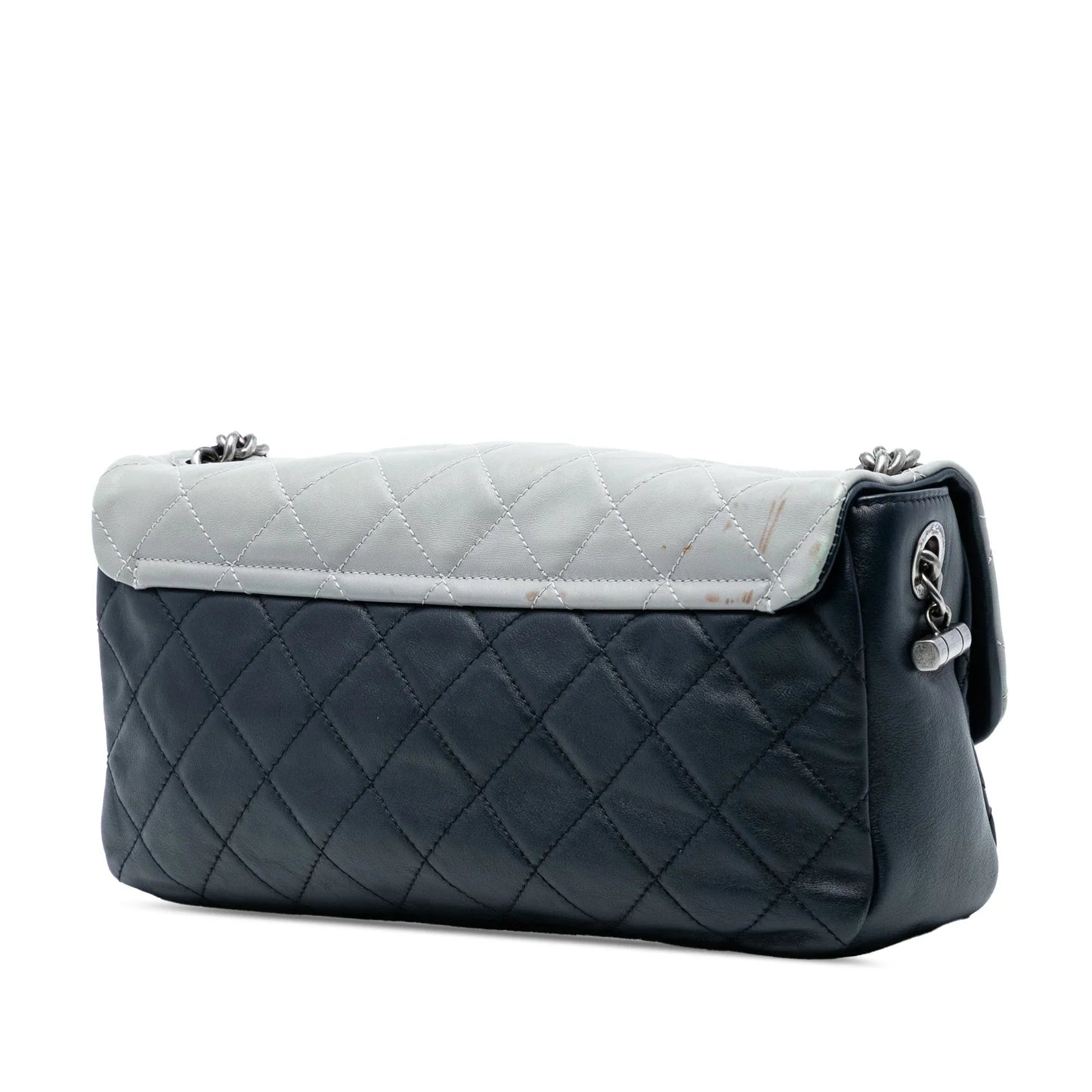 Blue Chanel Large Tricolor Quilted Lambskin Country Chic Flap Shoulder Bag