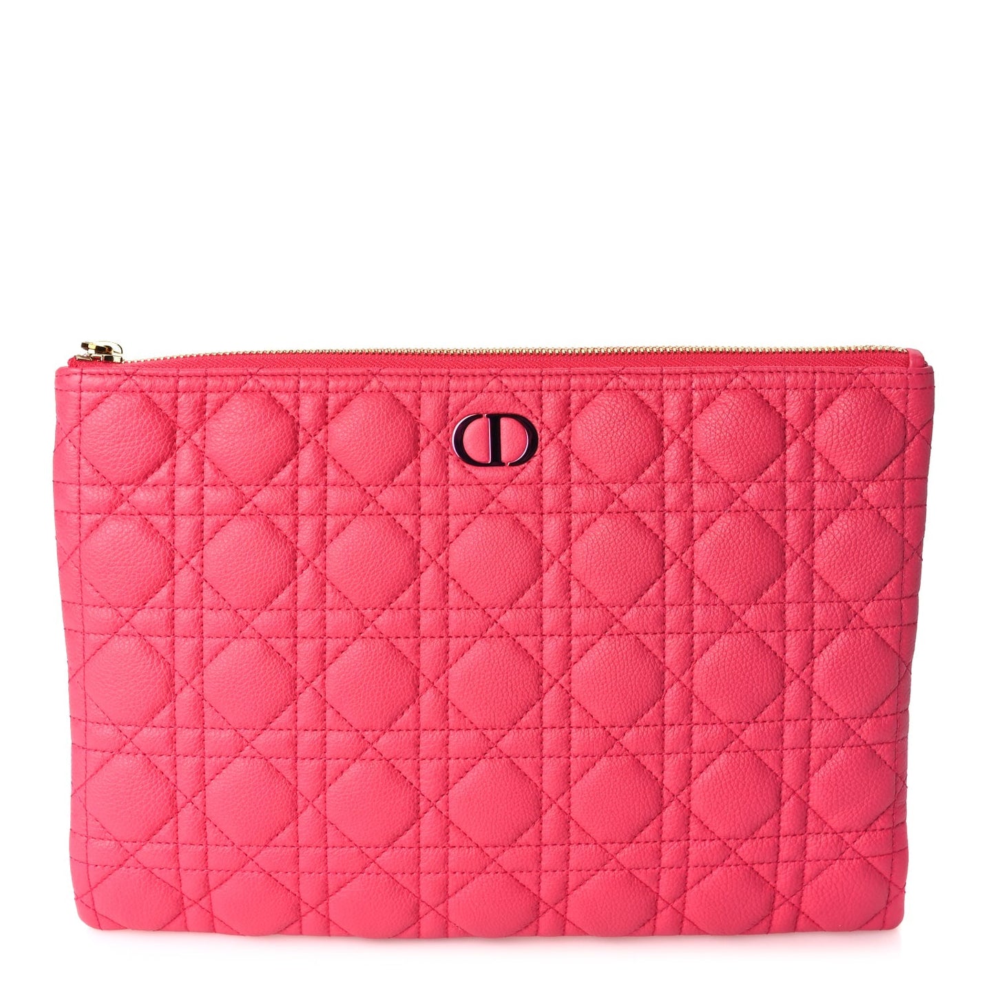 Christian Dior Supple Calfskin Cannage Large Caro Daily Pouch Pink