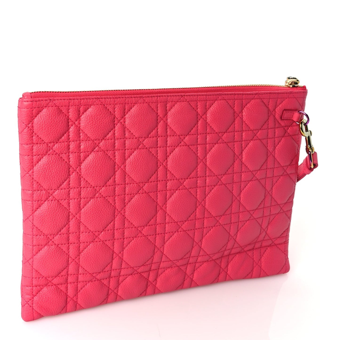 Christian Dior Supple Calfskin Cannage Large Caro Daily Pouch Pink