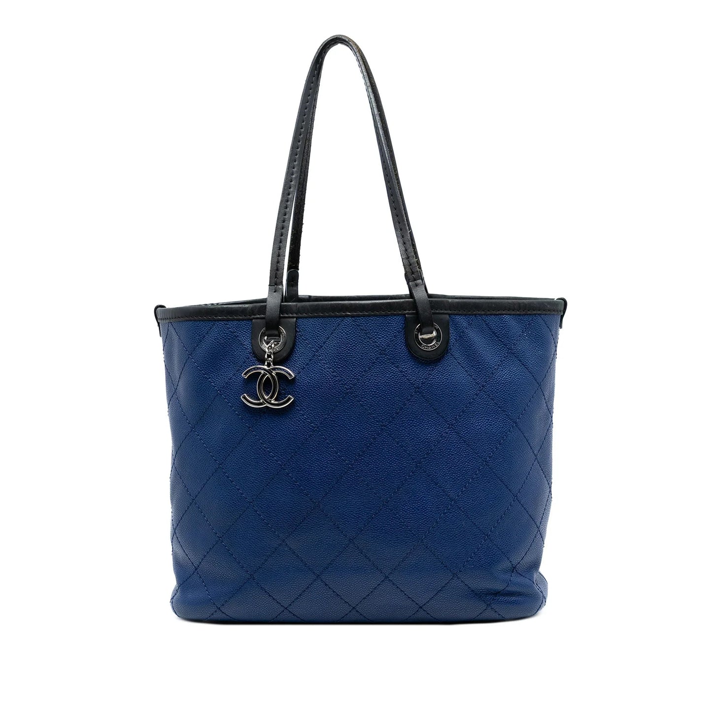 Blue Chanel Quilted Caviar Shopping Fever Tote