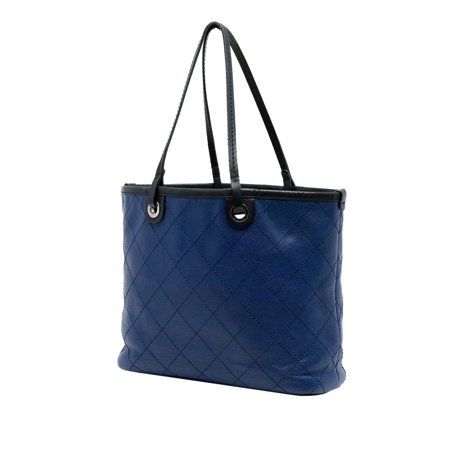 Blue Chanel Quilted Caviar Shopping Fever Tote