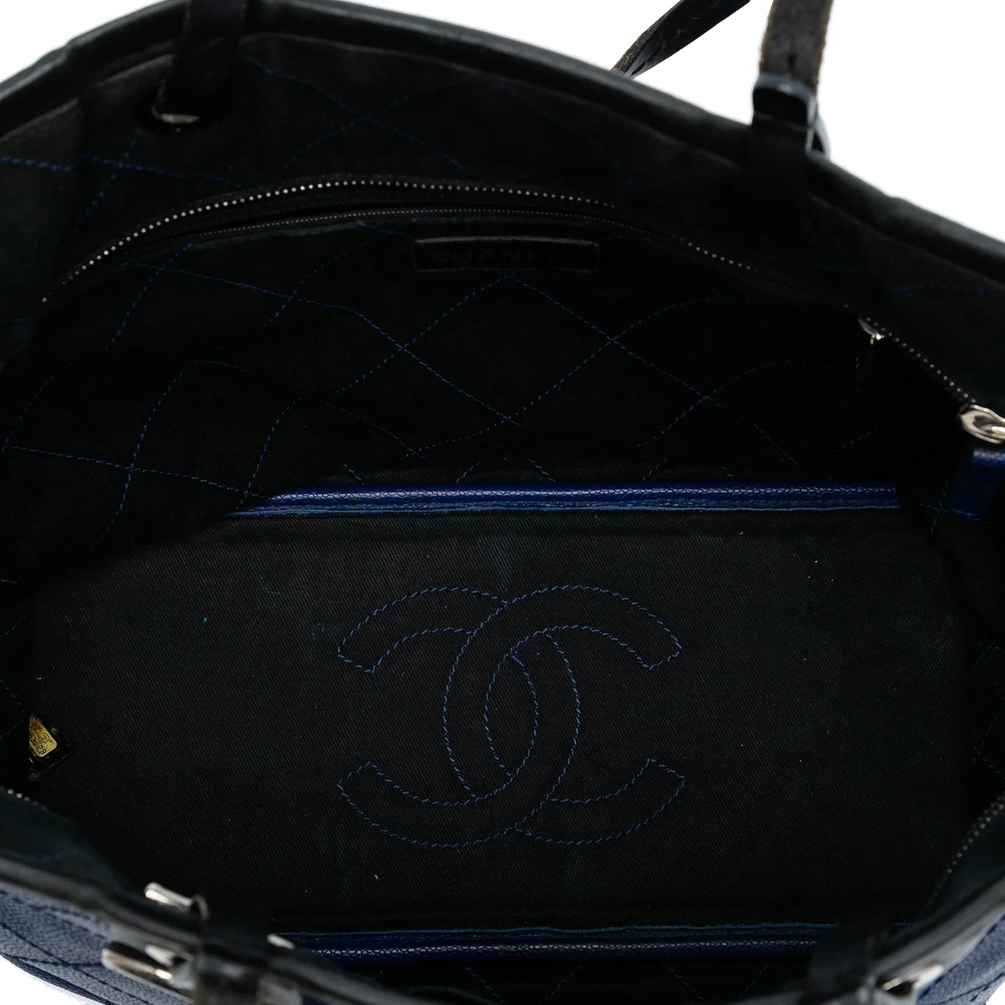 Blue Chanel Quilted Caviar Shopping Fever Tote