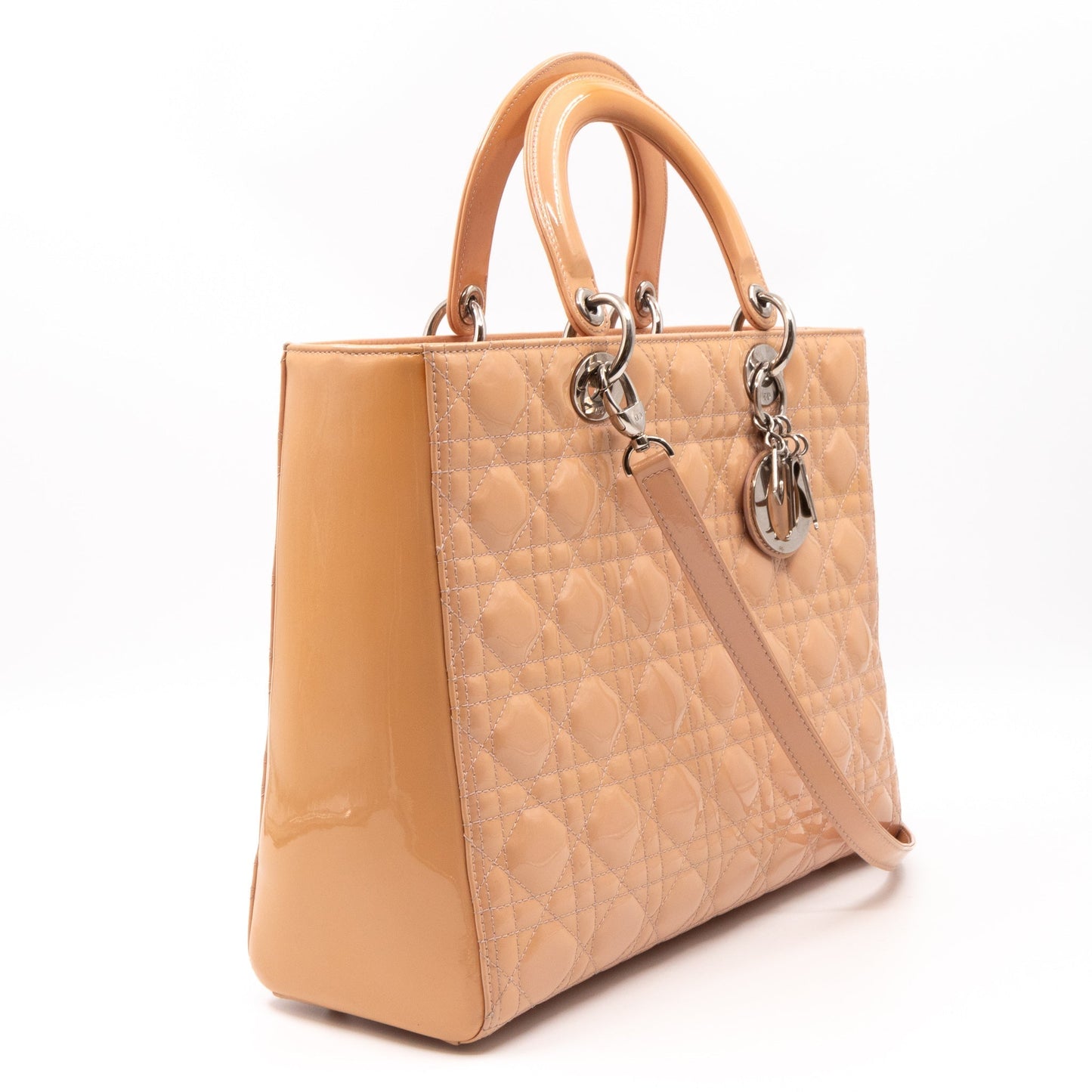 Lady Dior Large Light Beige Patent Leather
