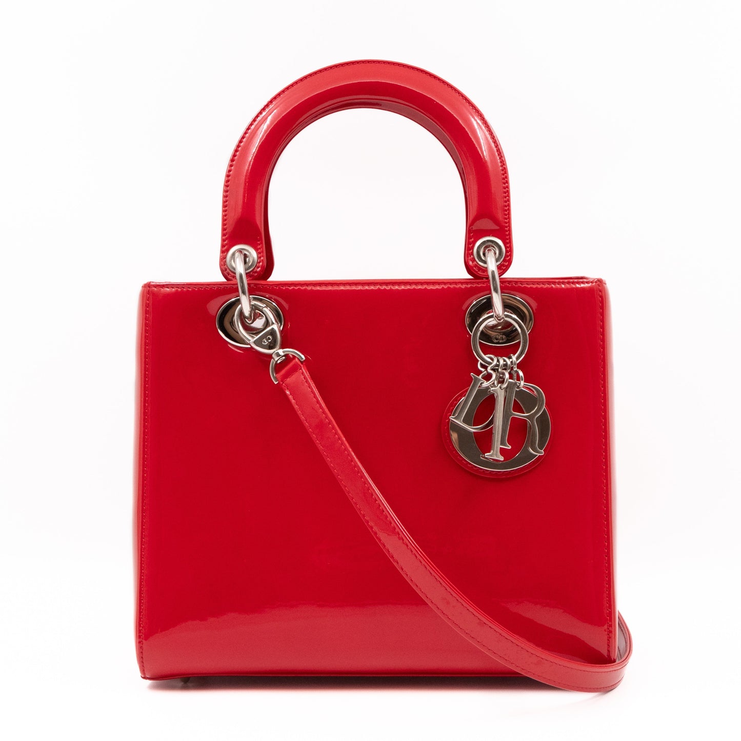 Lady Dior Medium Red Smooth Patent Leather