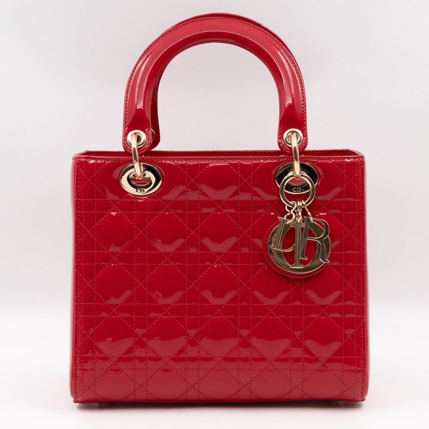 Lady Dior Medium Red Patent Leather