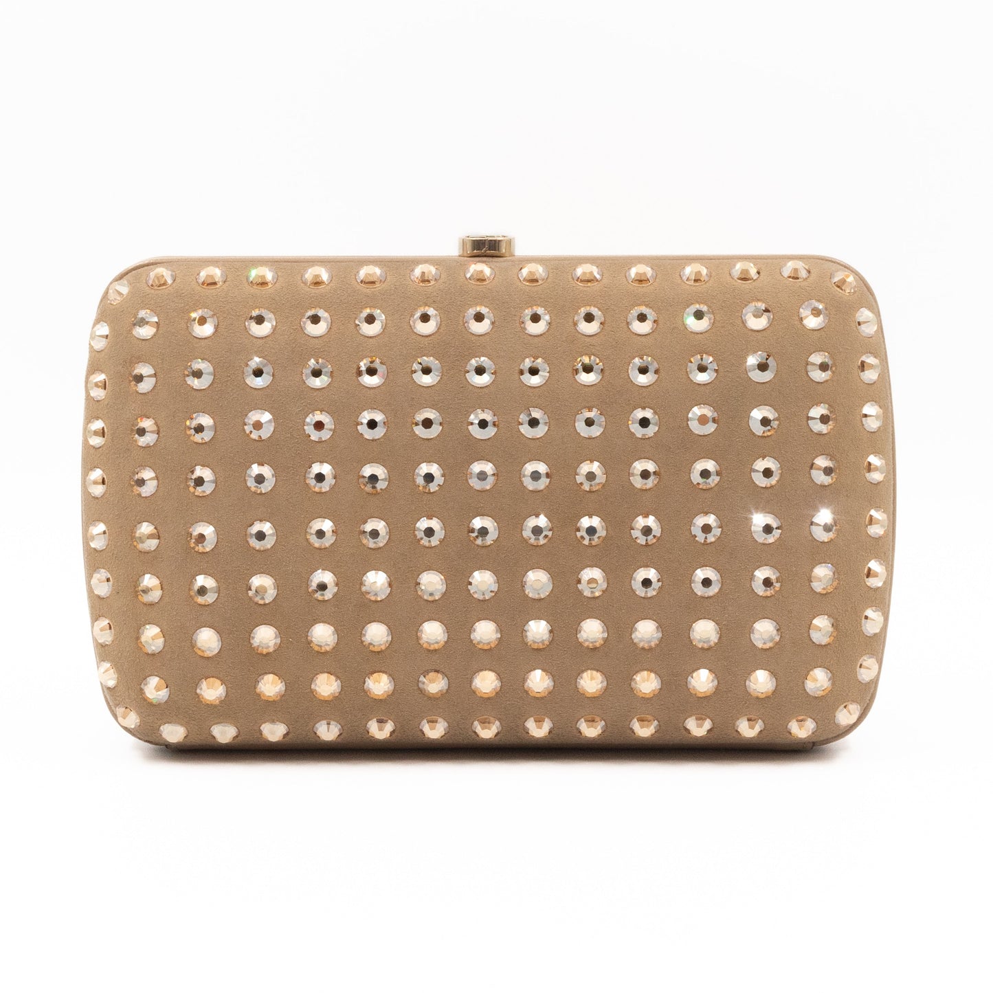 Gucci Broadway Khaki Suede Crystal Embellished Clutch