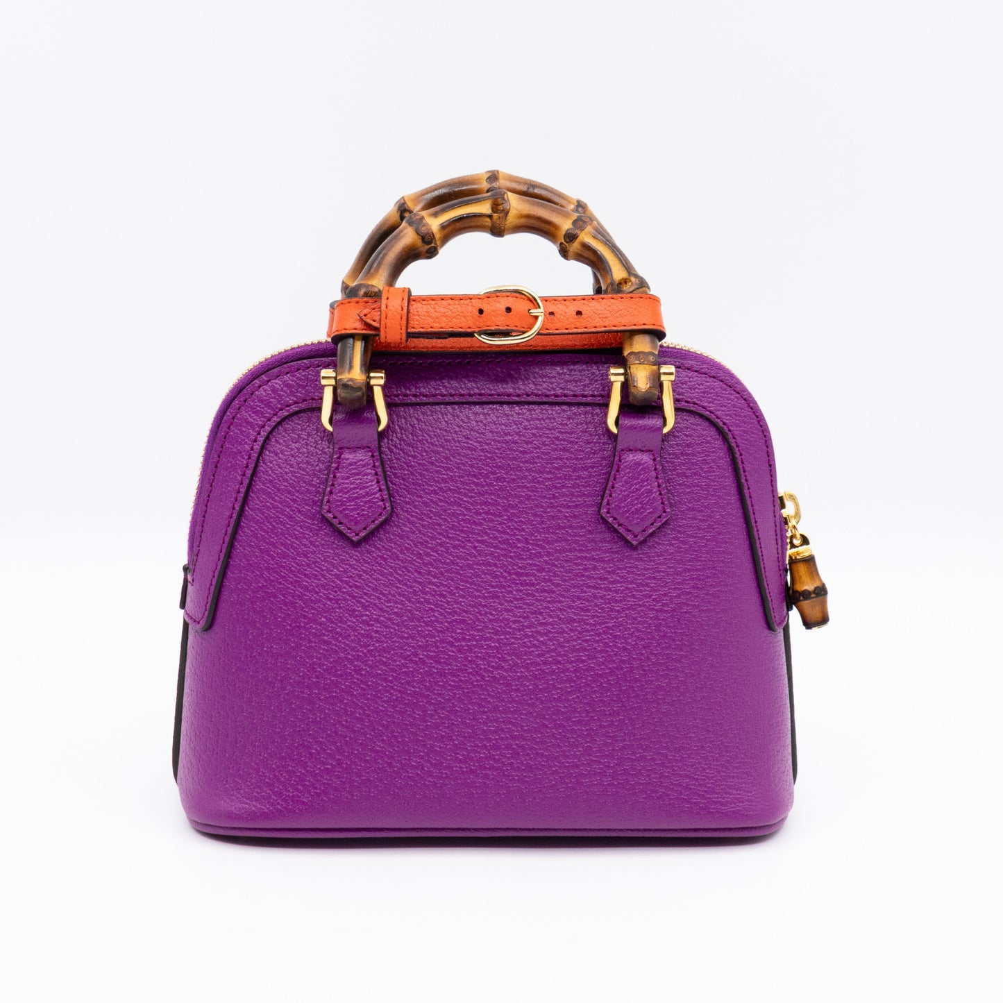 Gucci Diana Mini Bamboo Zip Tote Bag Purple Leather