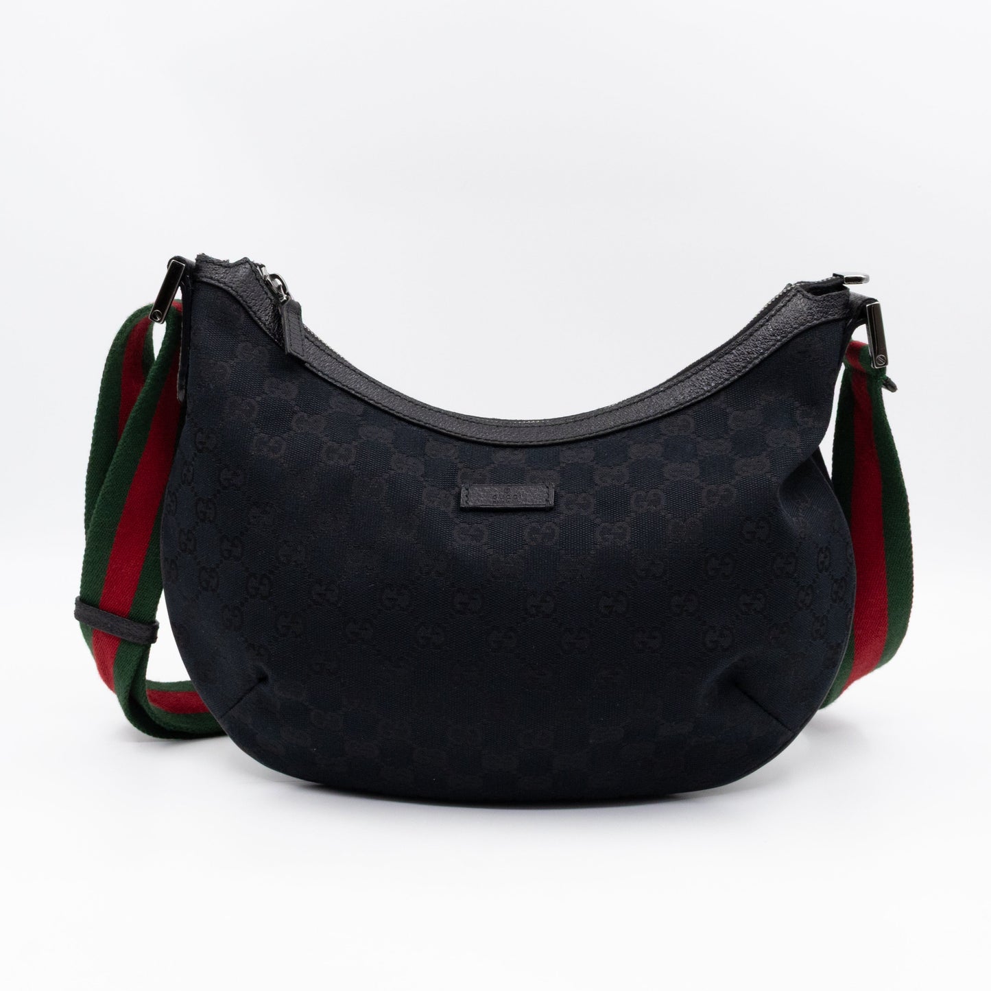 Gucci   Web Hobo Messenger Bag Black GG Canvas