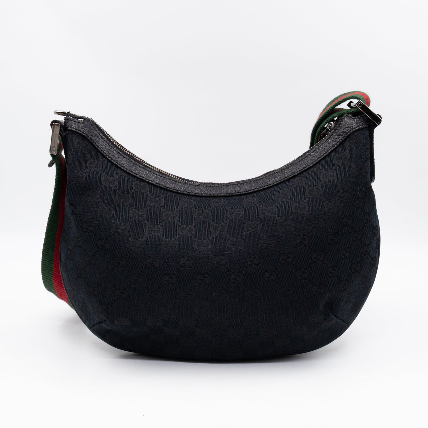 Gucci   Web Hobo Messenger Bag Black GG Canvas