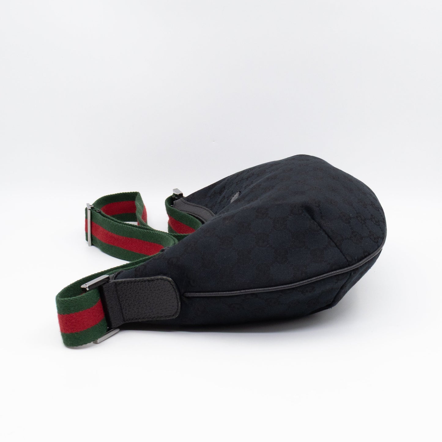 Gucci   Web Hobo Messenger Bag Black GG Canvas