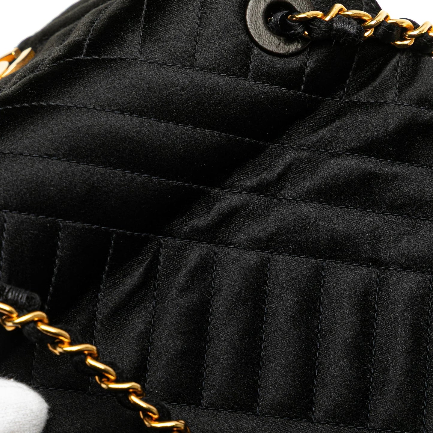 Black Chanel Mini Square Diagonal Quilted Satin Single Flap Crossbody Bag