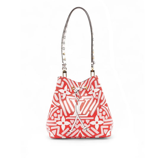 Red Louis Vuitton Monogram Giant Crafty Neonoe MM Bucket Bag