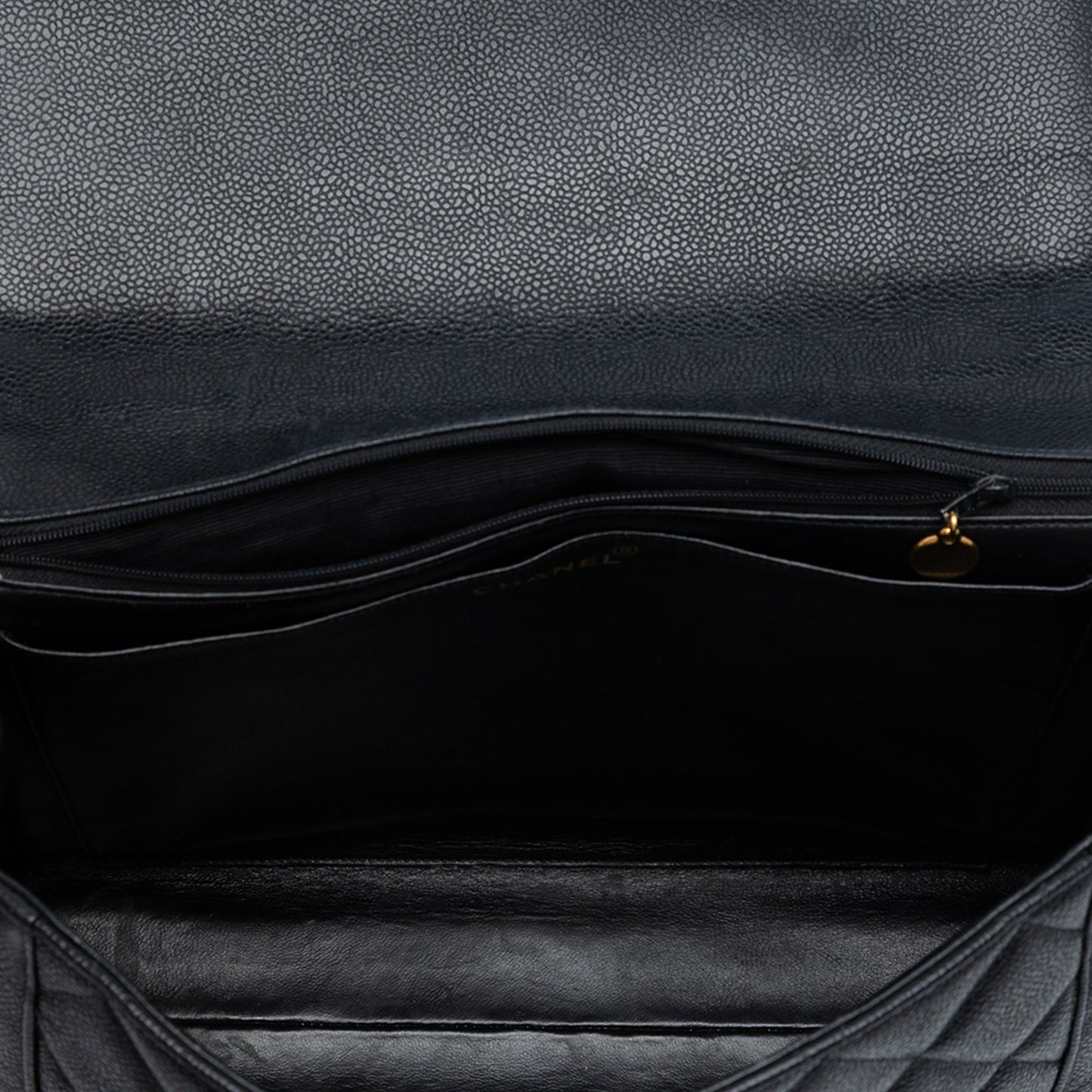 Black Chanel Jumbo CC Quilted Caviar Kelly Top Handle Bag