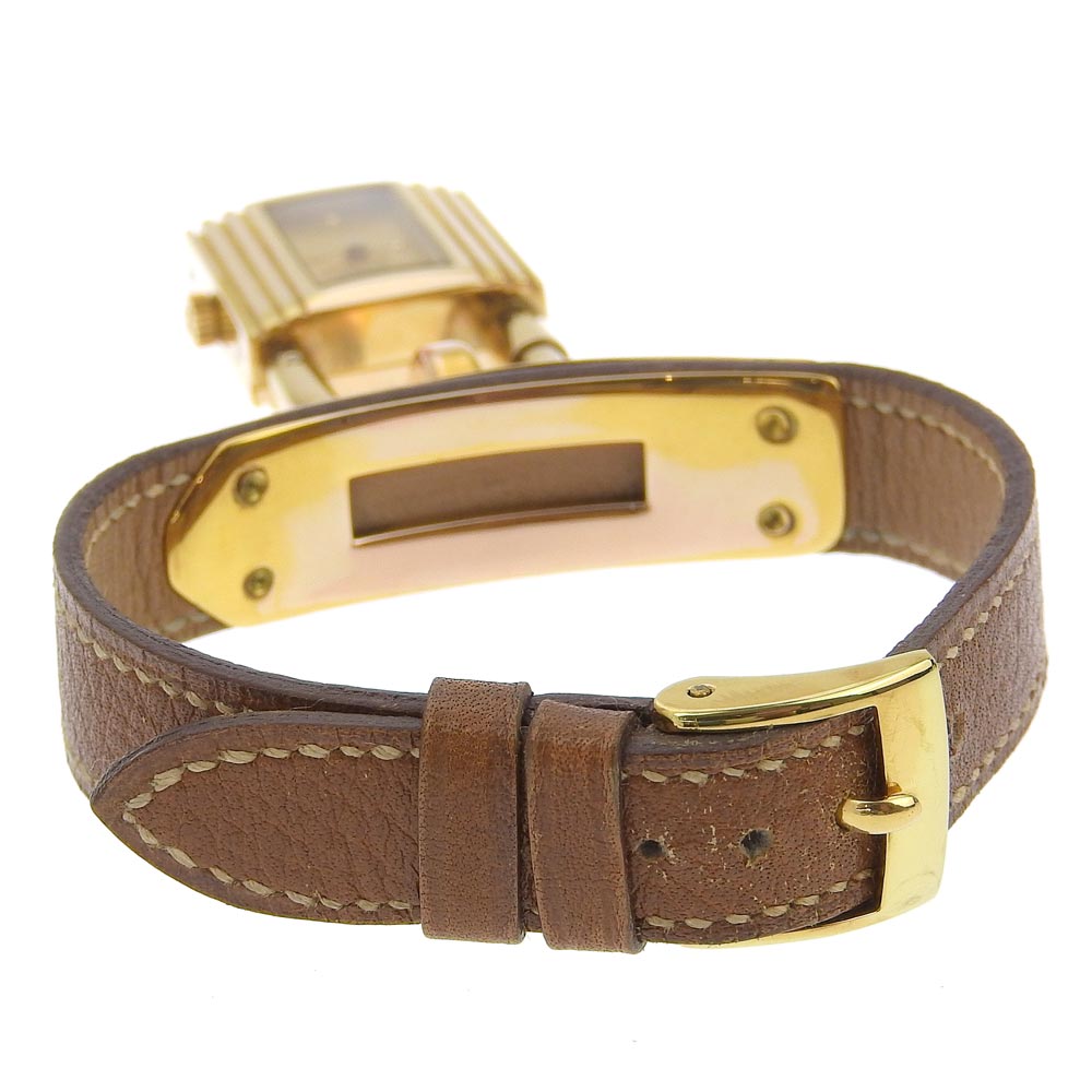 HERMES Watches Quartz Plated Gold , Leather gold vintage Kelly watch gold dial Women  d