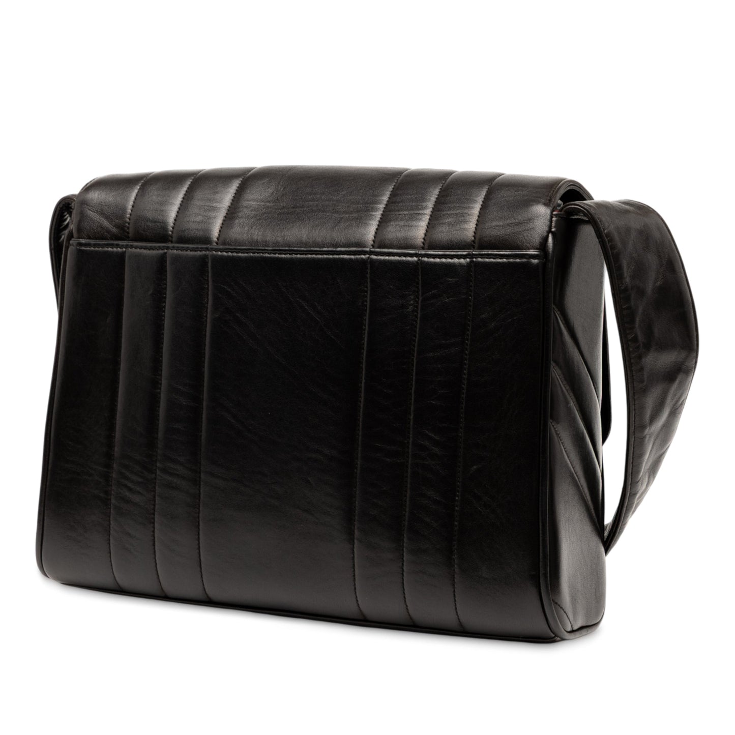 Black Chanel Vertical Quilt Lambskin Flap Crossbody Bag