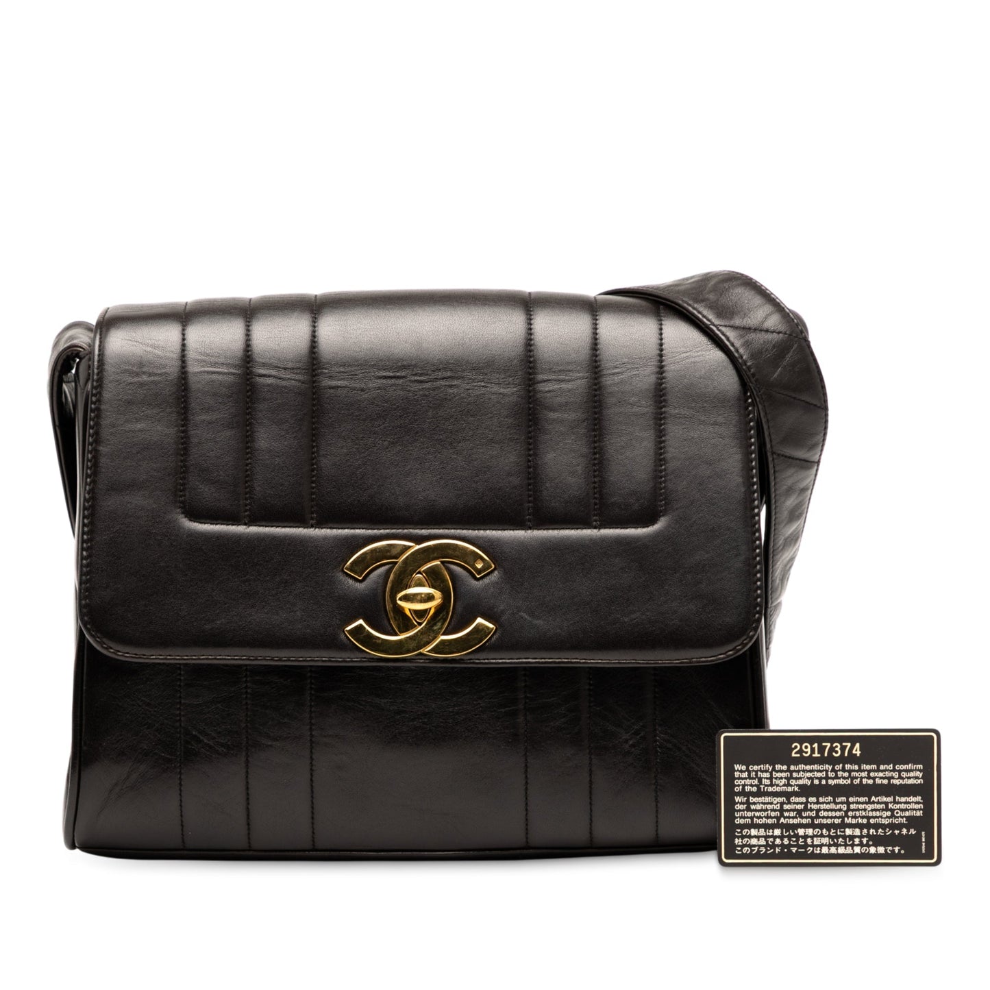 Black Chanel Vertical Quilt Lambskin Flap Crossbody Bag